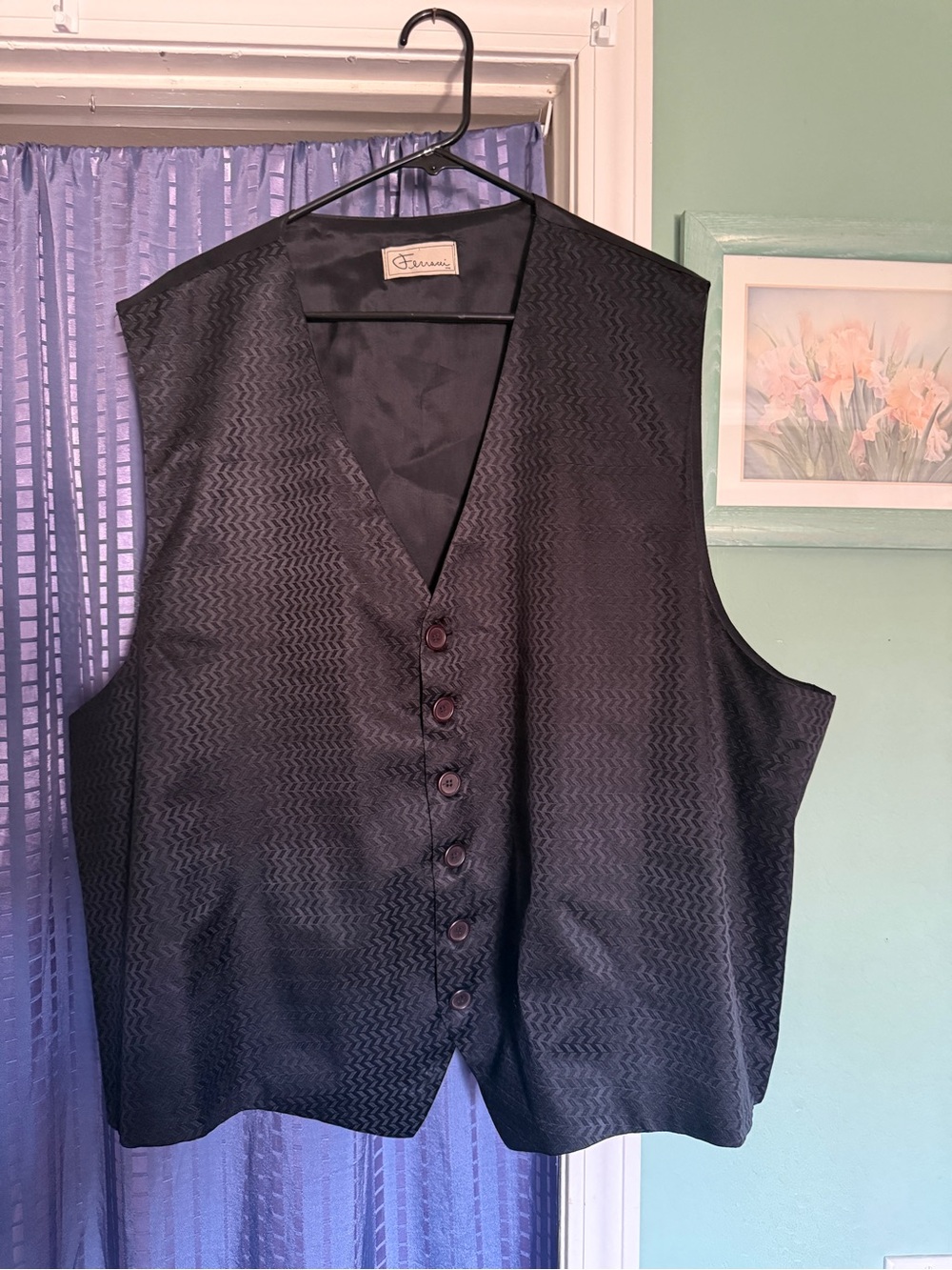 Ferracci Black Silk Formal Vest 3XB Chest 55” USA Mens Tuxedo Waistcoat